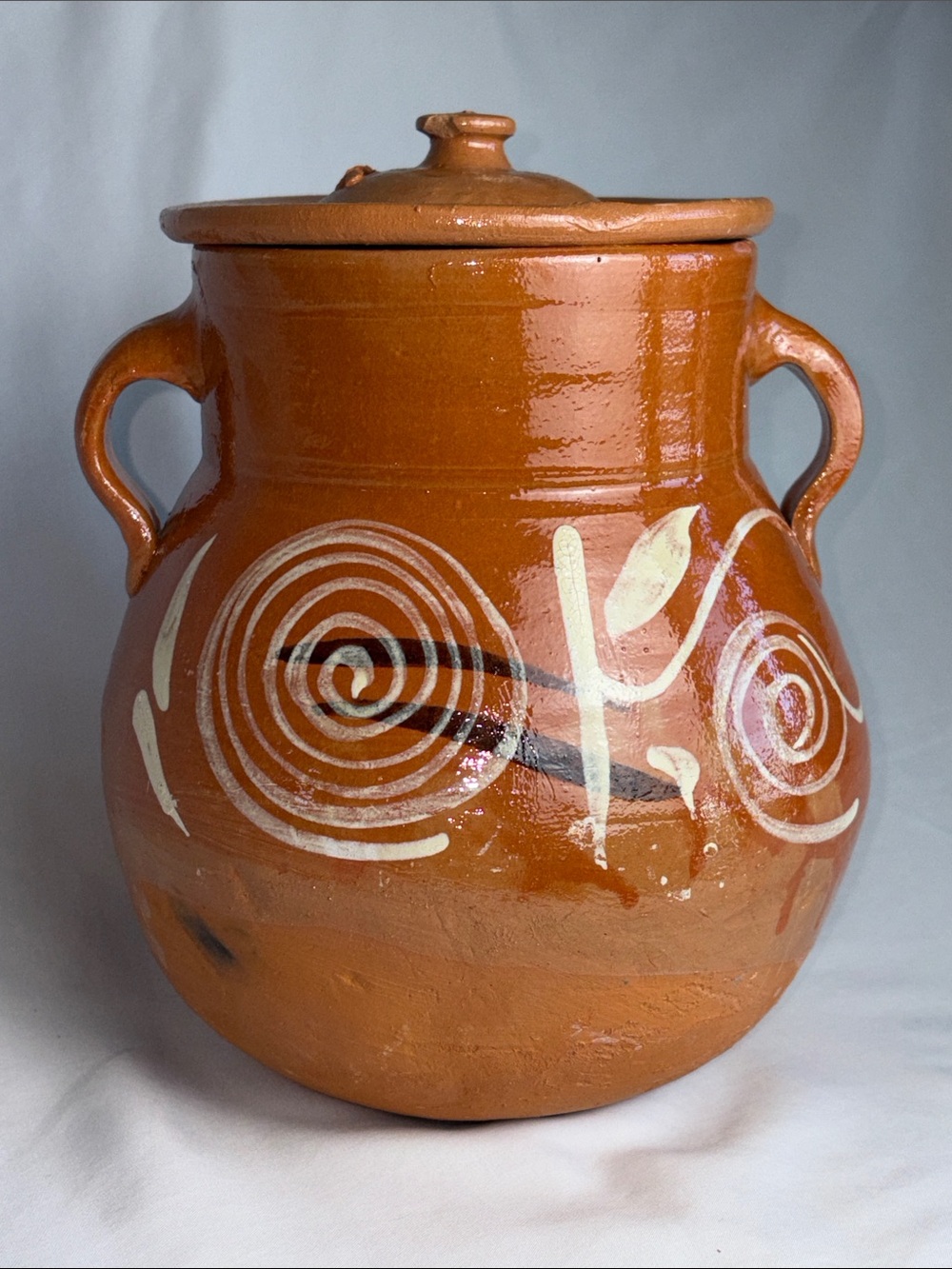 New Hand Painted Mexican Olla de Barro Clay Bean Pot Frijolera 4 Qt With Lid - Picture 3 of 13